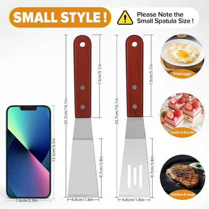 Small Metal Dough Grill Griddle Scraper Spatula for Food, 2 Pcs