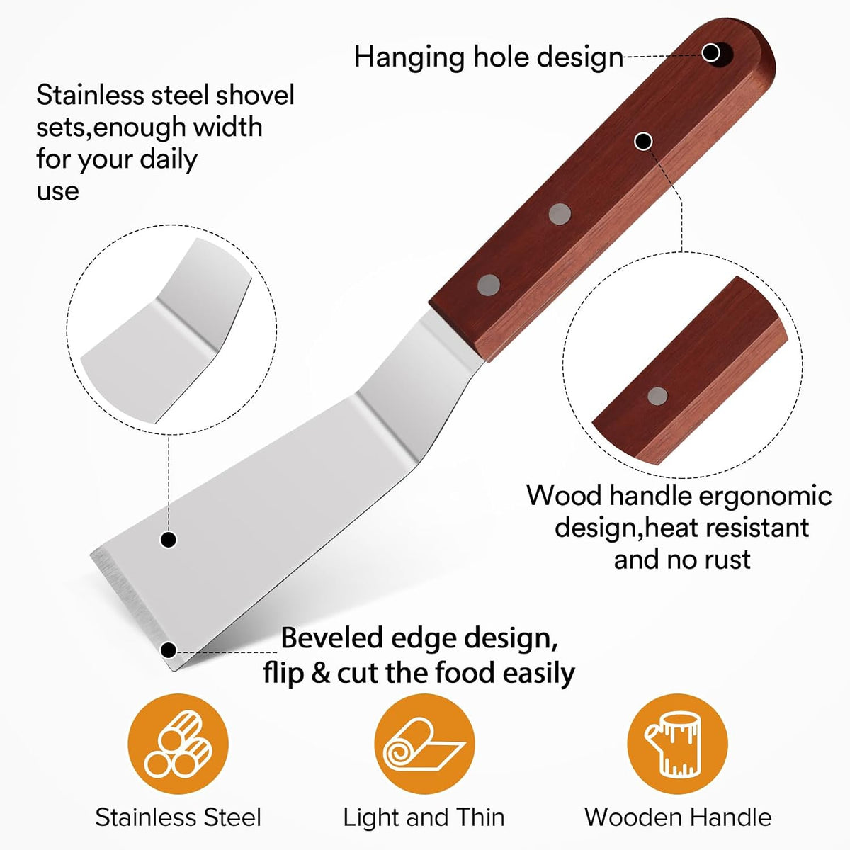 Small Metal Dough Grill Griddle Scraper Spatula for Food, 2 Pcs