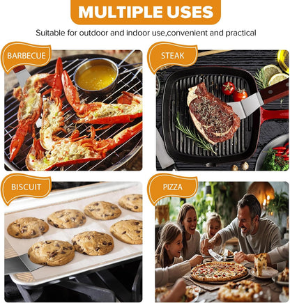 Small Metal Dough Grill Griddle Scraper Spatula for Food, 2 Pcs