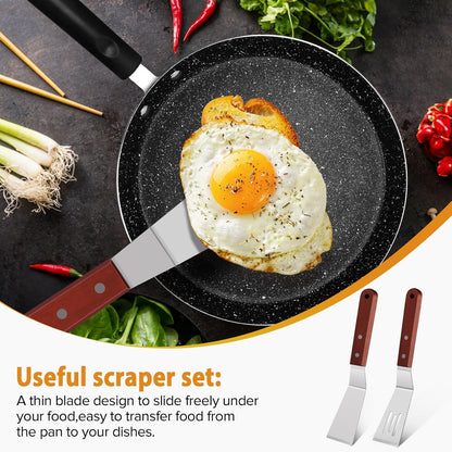 Small Metal Dough Grill Griddle Scraper Spatula for Food, 2 Pcs