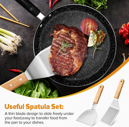 Small Metal Dough Grill Griddle Scraper Spatula for Food, 2 Pcs