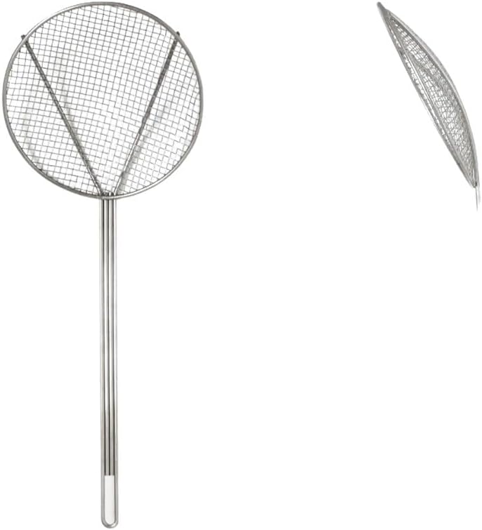 6-Inch Round Wire Skimmer with 13-Inch Handle Nickel Plated Kitchen Strainer Spoon for Cooking Frying Pasta Rice Quinoa Vegetables Fruits Sifting