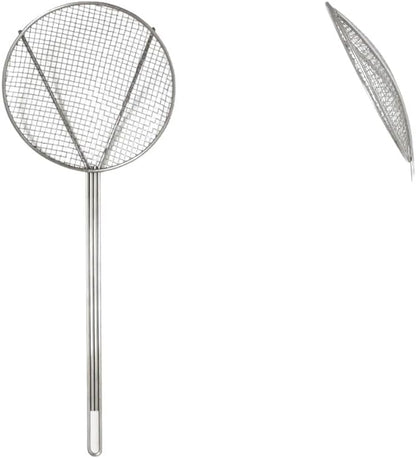 6-Inch Round Wire Skimmer with 13-Inch Handle Nickel Plated Kitchen Strainer Spoon for Cooking Frying Pasta Rice Quinoa Vegetables Fruits Sifting