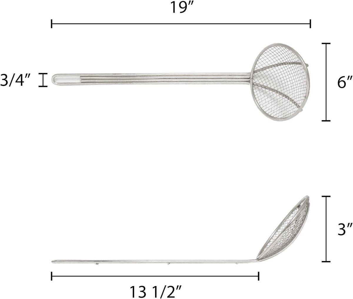 6-Inch Round Wire Skimmer with 13-Inch Handle Nickel Plated Kitchen Strainer Spoon for Cooking Frying Pasta Rice Quinoa Vegetables Fruits Sifting