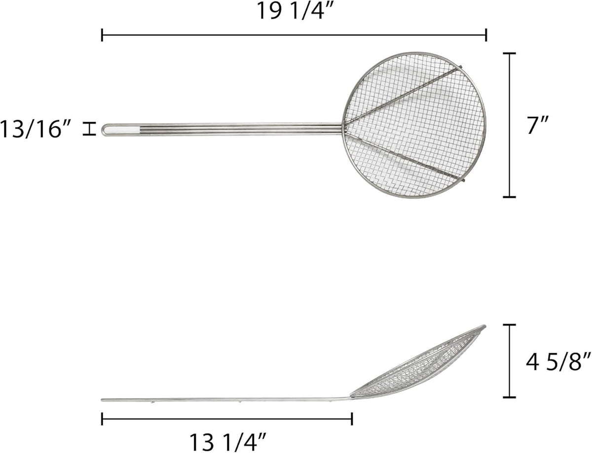 6-Inch Round Wire Skimmer with 13-Inch Handle Nickel Plated Kitchen Strainer Spoon for Cooking Frying Pasta Rice Quinoa Vegetables Fruits Sifting