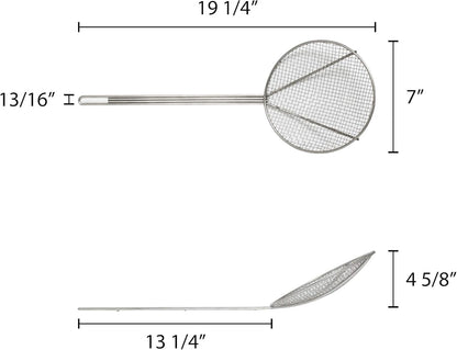 6-Inch Round Wire Skimmer with 13-Inch Handle Nickel Plated Kitchen Strainer Spoon for Cooking Frying Pasta Rice Quinoa Vegetables Fruits Sifting
