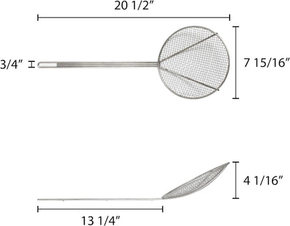 6-Inch Round Wire Skimmer with 13-Inch Handle Nickel Plated Kitchen Strainer Spoon for Cooking Frying Pasta Rice Quinoa Vegetables Fruits Sifting