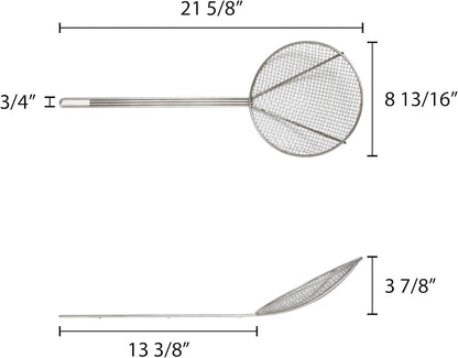 6-Inch Round Wire Skimmer with 13-Inch Handle Nickel Plated Kitchen Strainer Spoon for Cooking Frying Pasta Rice Quinoa Vegetables Fruits Sifting