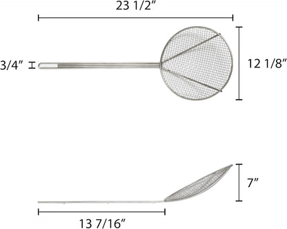 6-Inch Round Wire Skimmer with 13-Inch Handle Nickel Plated Kitchen Strainer Spoon for Cooking Frying Pasta Rice Quinoa Vegetables Fruits Sifting