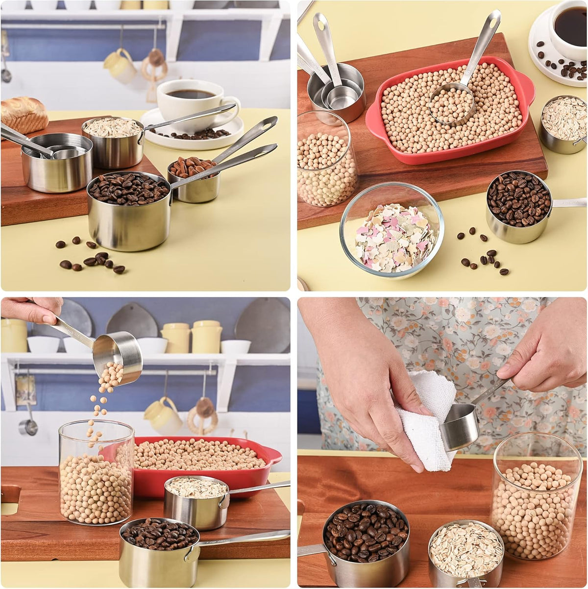 Measuring Cups and Spoons Set, 18/8 Stainless Steel Measuring Cups and Spoons Set, 5 Metal Measuring cup & 6 Baking Measuring Spoon, Imperial & Metric Measure Cup and Spoon Set 11