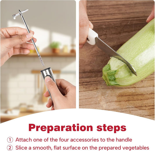 Multi-Purpose Veggie Drill - 4 Sizes Vegetable Corer Tool | Zucchini Corer & All-in-One Vegetable Corer for Potatoes, Carrots | Ergonomic Anti-Slip Handle