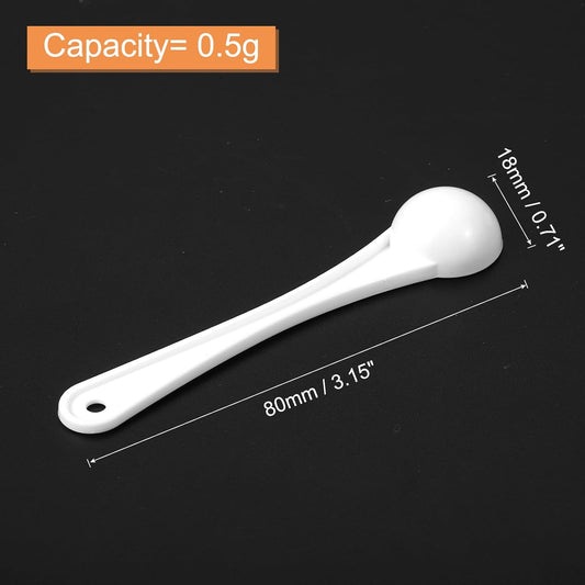 20Pcs Teaspoon Micro Scoops 0.5g Mini Powder Scoops Mini Measuring Spoons for Measuring Cosmetics Powders Coffee, White