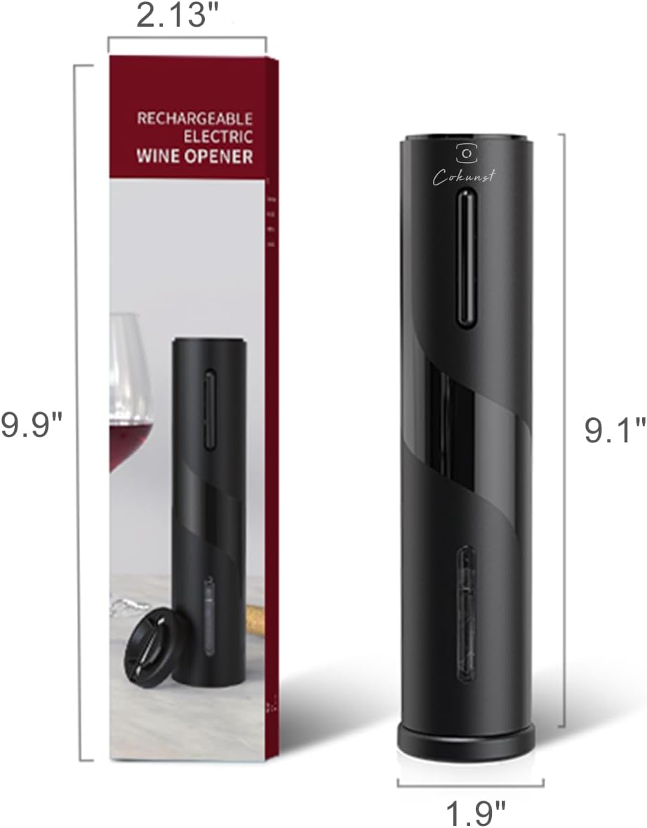 Electric Wine Bottle Opener with Foil Cutter, Automatic Corkscrew