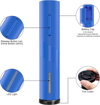 Electric Wine Bottle Opener with Foil Cutter, Automatic Corkscrew