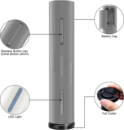 Electric Wine Bottle Opener with Foil Cutter, Automatic Corkscrew