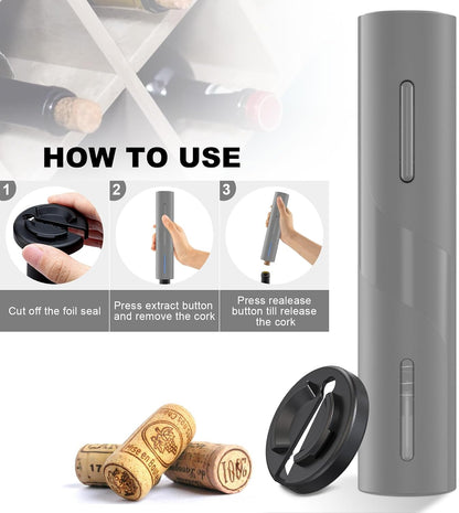 Electric Wine Bottle Opener with Foil Cutter, Automatic Corkscrew