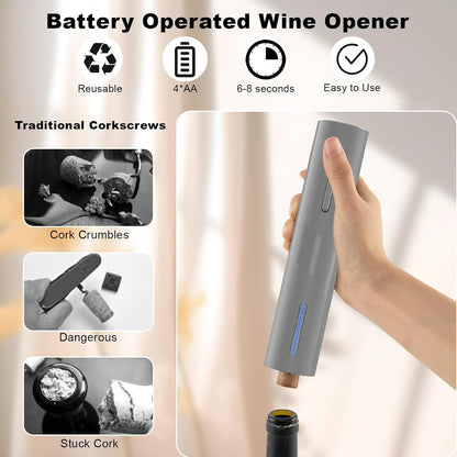 Electric Wine Bottle Opener with Foil Cutter, Automatic Corkscrew