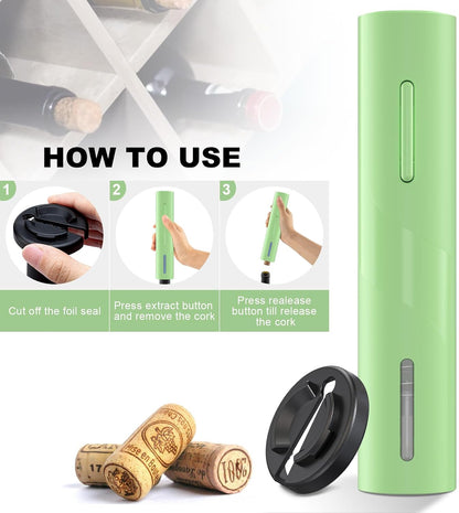 Electric Wine Bottle Opener with Foil Cutter, Automatic Corkscrew