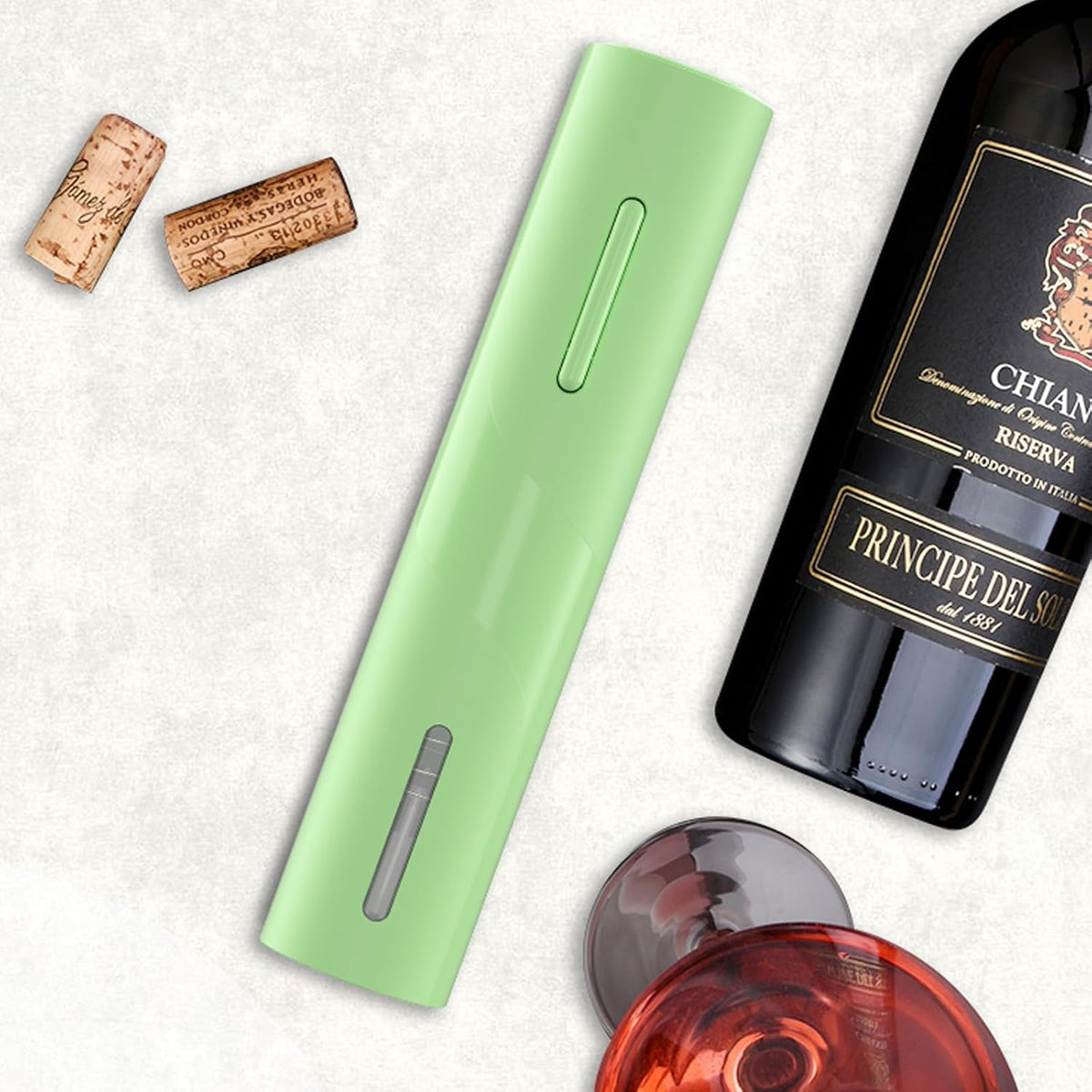 Electric Wine Bottle Opener with Foil Cutter, Automatic Corkscrew