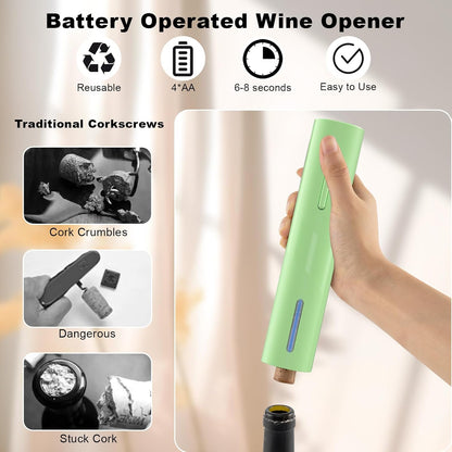 Electric Wine Bottle Opener with Foil Cutter, Automatic Corkscrew