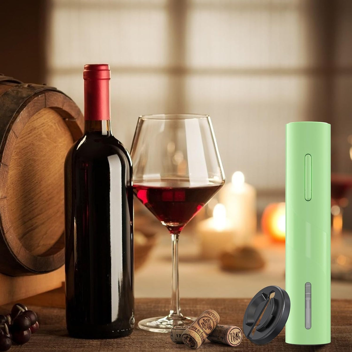 Electric Wine Bottle Opener with Foil Cutter, Automatic Corkscrew