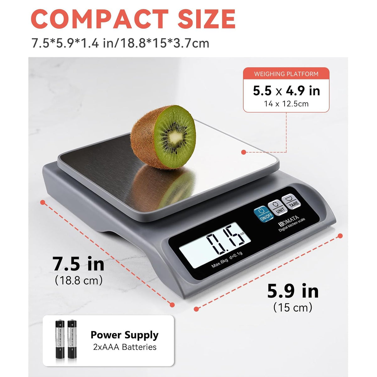 0.1g High Precision Digital Kitchen Food Scale, 13lb Gram Scale