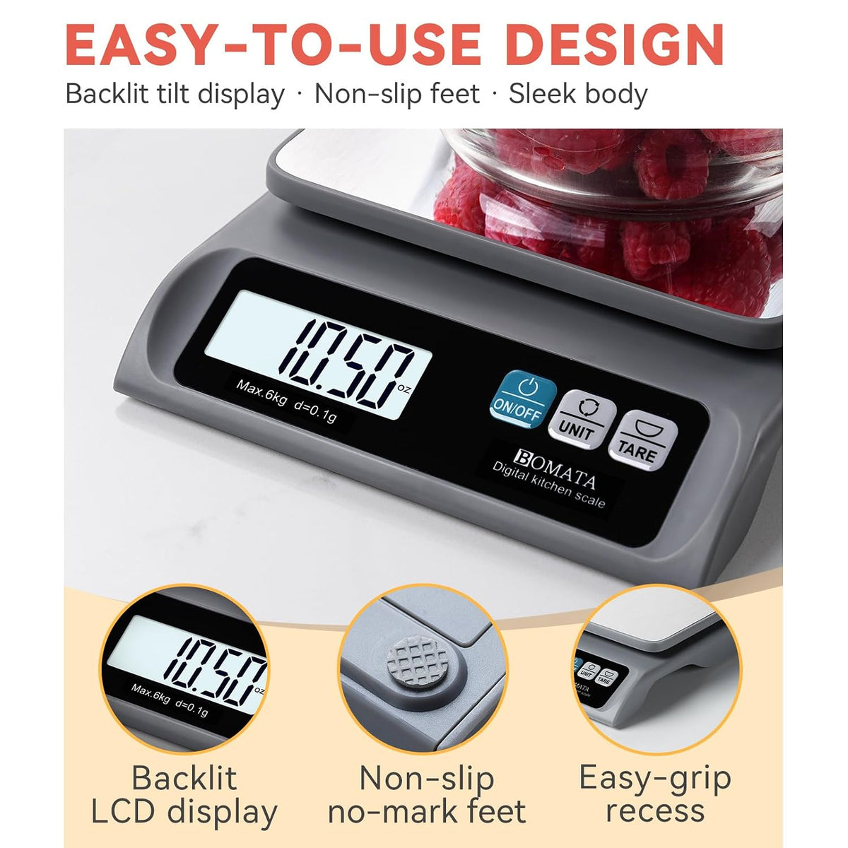 0.1g High Precision Digital Kitchen Food Scale, 13lb Gram Scale