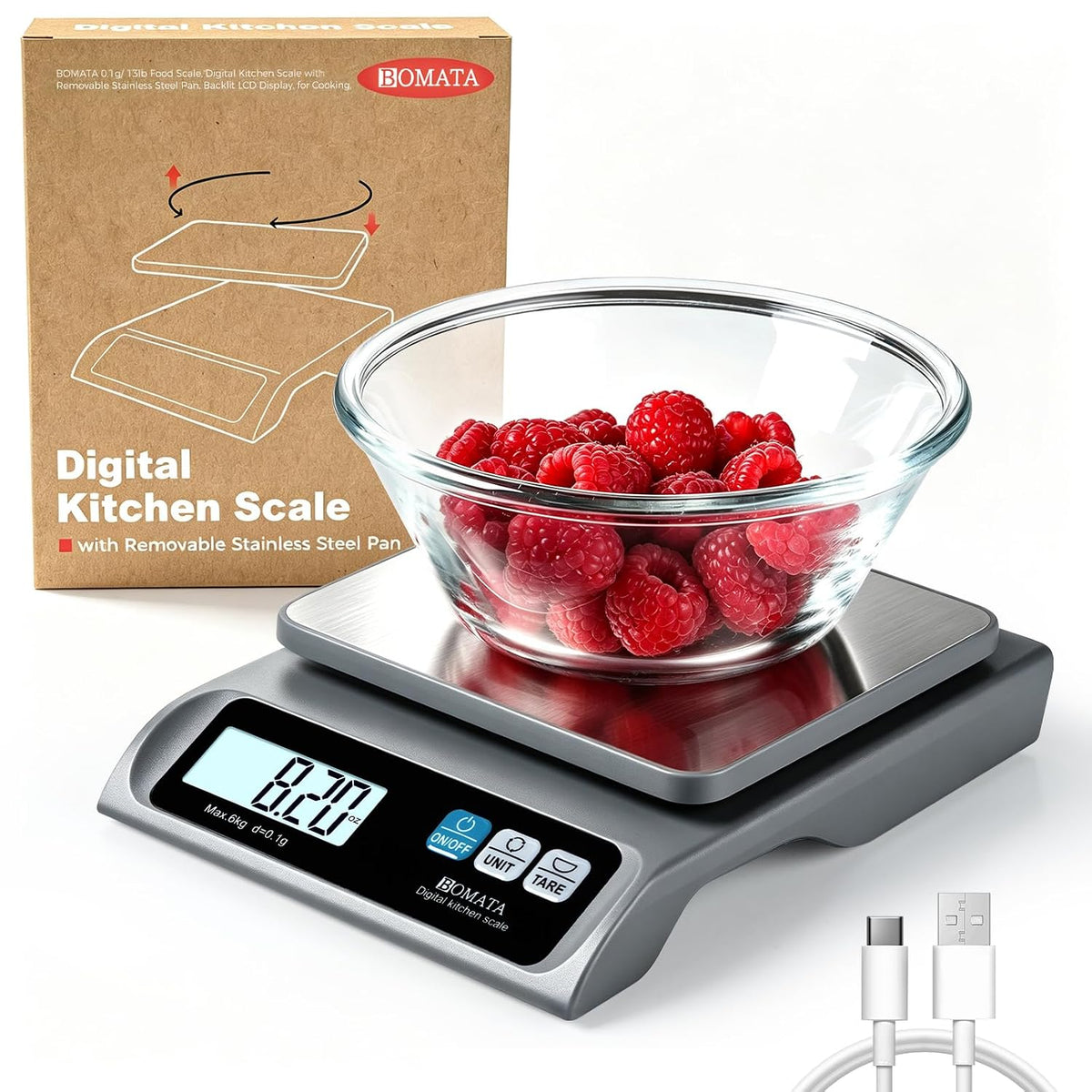 0.1g High Precision Digital Kitchen Food Scale, 13lb Gram Scale