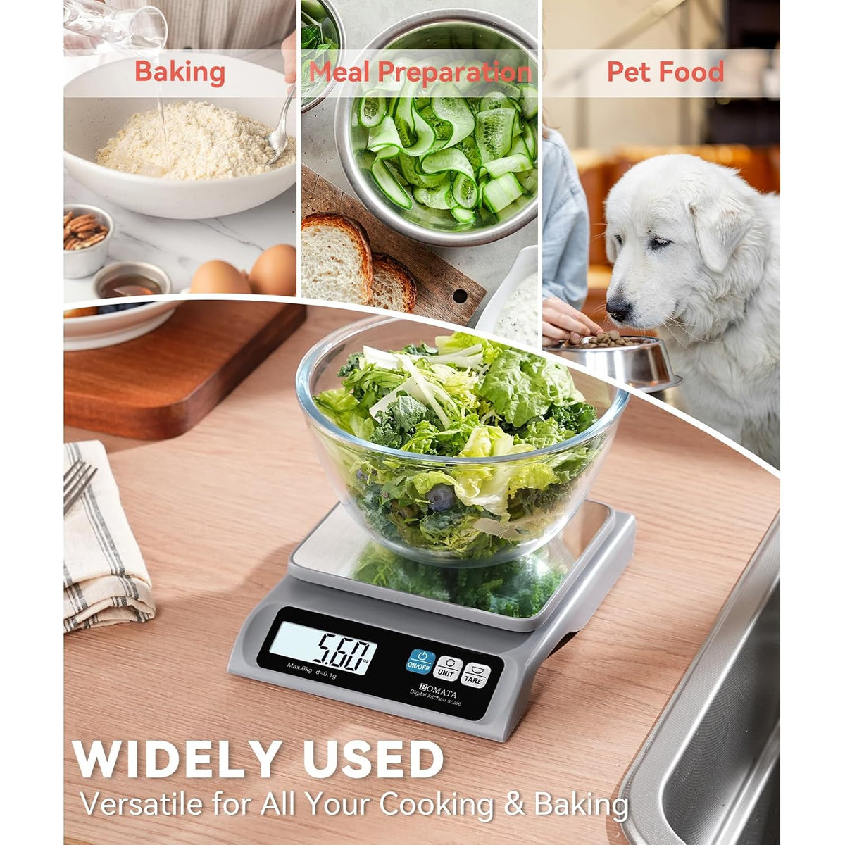0.1g High Precision Digital Kitchen Food Scale, 13lb Gram Scale