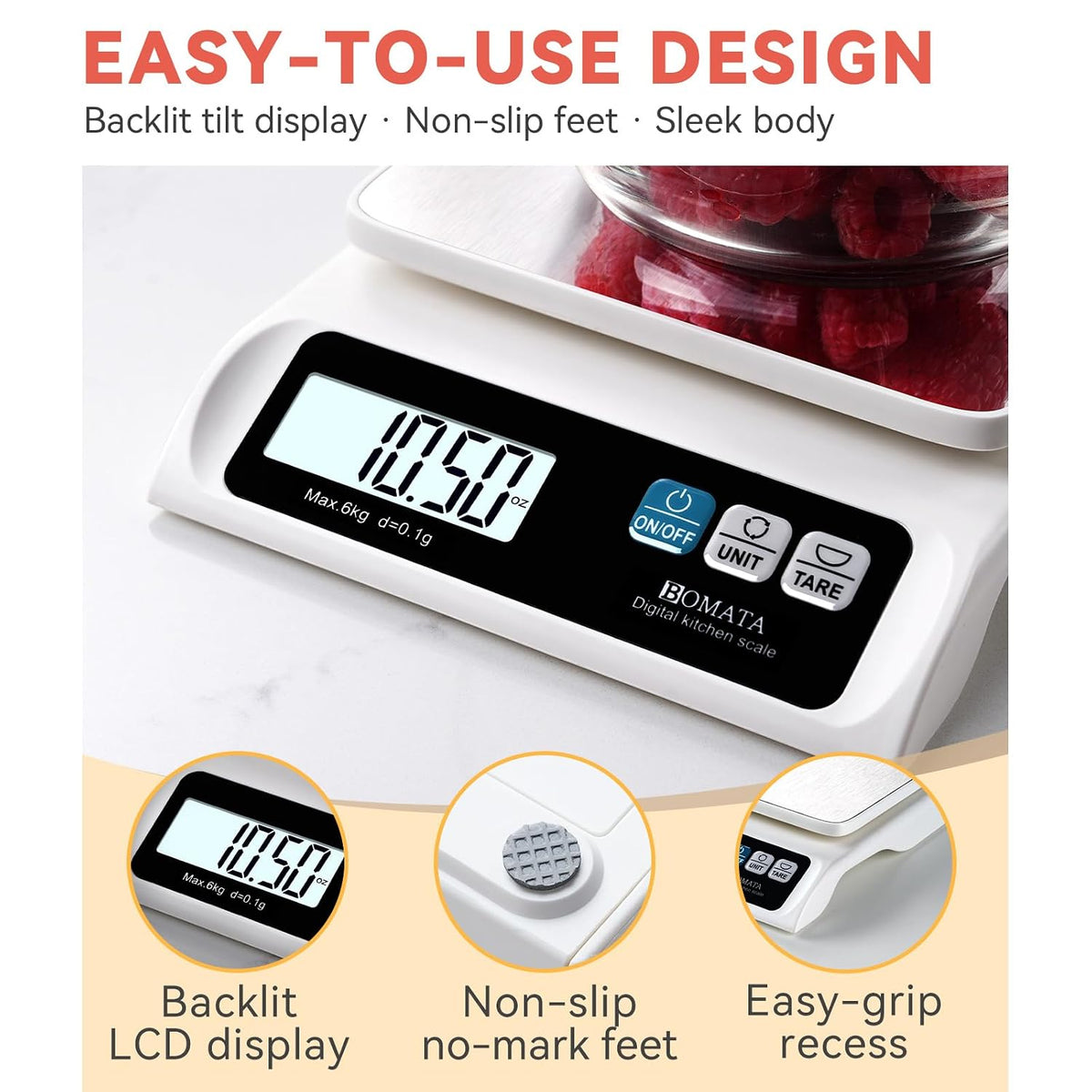 0.1g High Precision Digital Kitchen Food Scale, 13lb Gram Scale