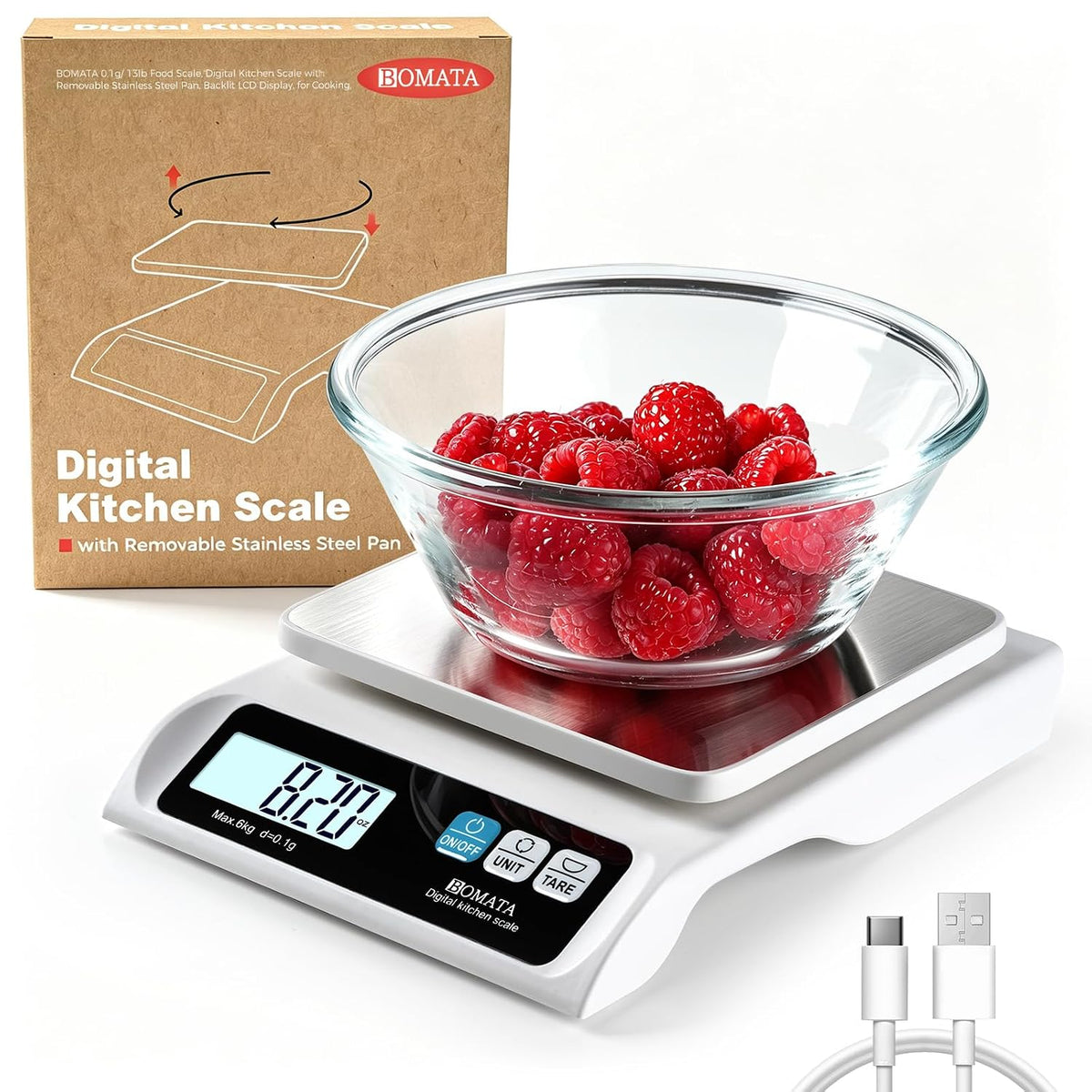 0.1g High Precision Digital Kitchen Food Scale, 13lb Gram Scale