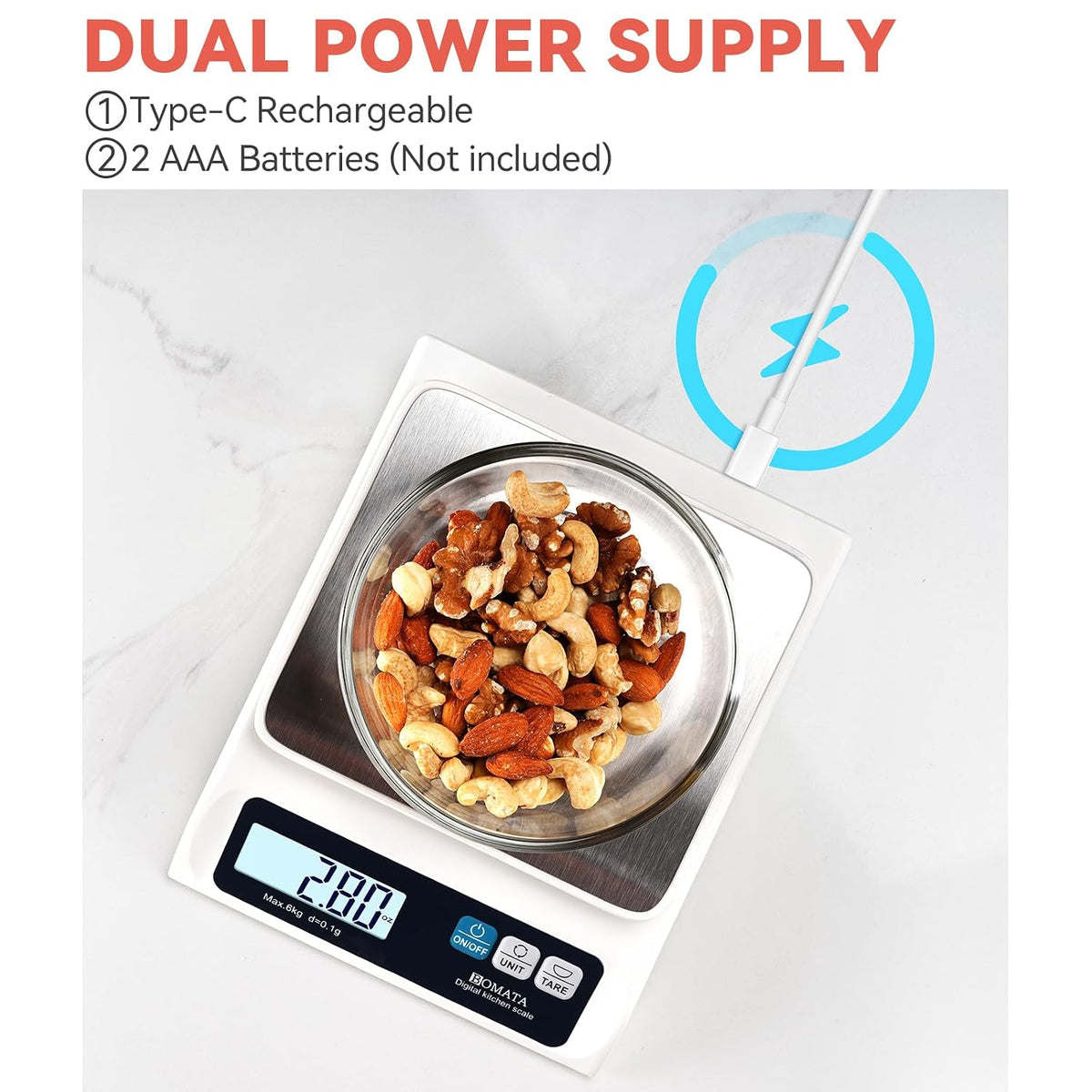 0.1g High Precision Digital Kitchen Food Scale, 13lb Gram Scale