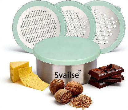 Box Cheese Grater with Container for Kitchen (Light Green)