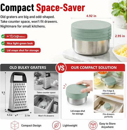 Box Cheese Grater with Container for Kitchen (Light Green)