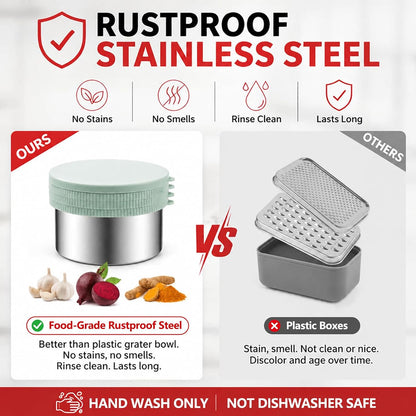 Box Cheese Grater with Container for Kitchen (Light Green)