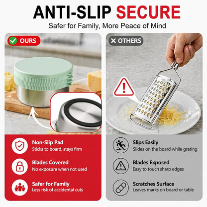 Box Cheese Grater with Container for Kitchen (Light Green)