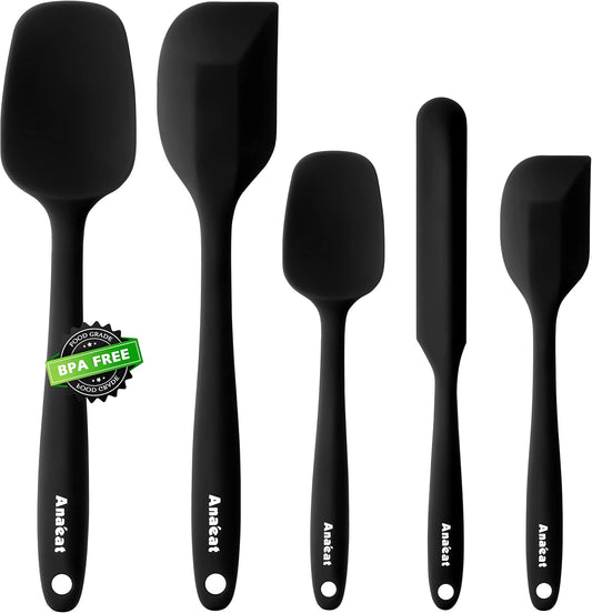 Silicone Spatula Set of 5 - Seamless One-Pieces Design, Non-Stick Rubber Spatulas Kitchen Scraper Flexible for Easy Baking, Cooking, Scraping & Mixing, Heat Resistant & Dishwasher Safe