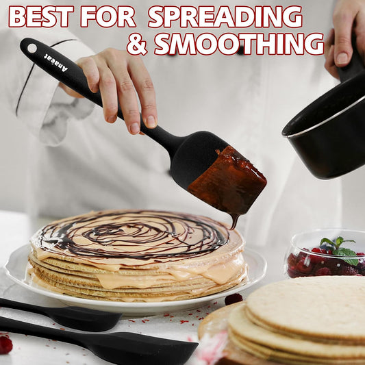 Silicone Spatula Set of 5 - Seamless One-Pieces Design, Non-Stick Rubber Spatulas Kitchen Scraper Flexible for Easy Baking, Cooking, Scraping & Mixing, Heat Resistant & Dishwasher Safe