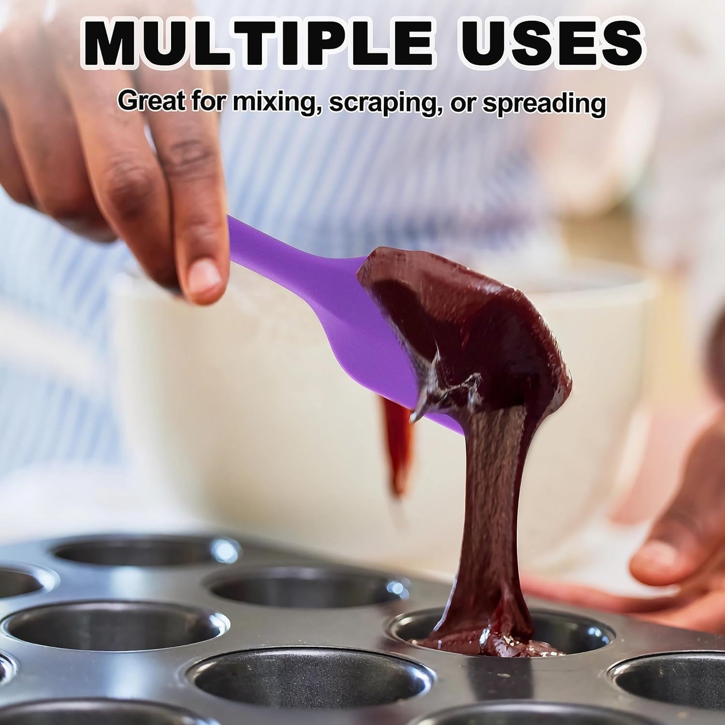 Silicone Spatula Set of 5 - Seamless One-Pieces Design, Non-Stick Rubber Spatulas Kitchen Scraper Flexible for Easy Baking, Cooking, Scraping & Mixing, Heat Resistant & Dishwasher Safe
