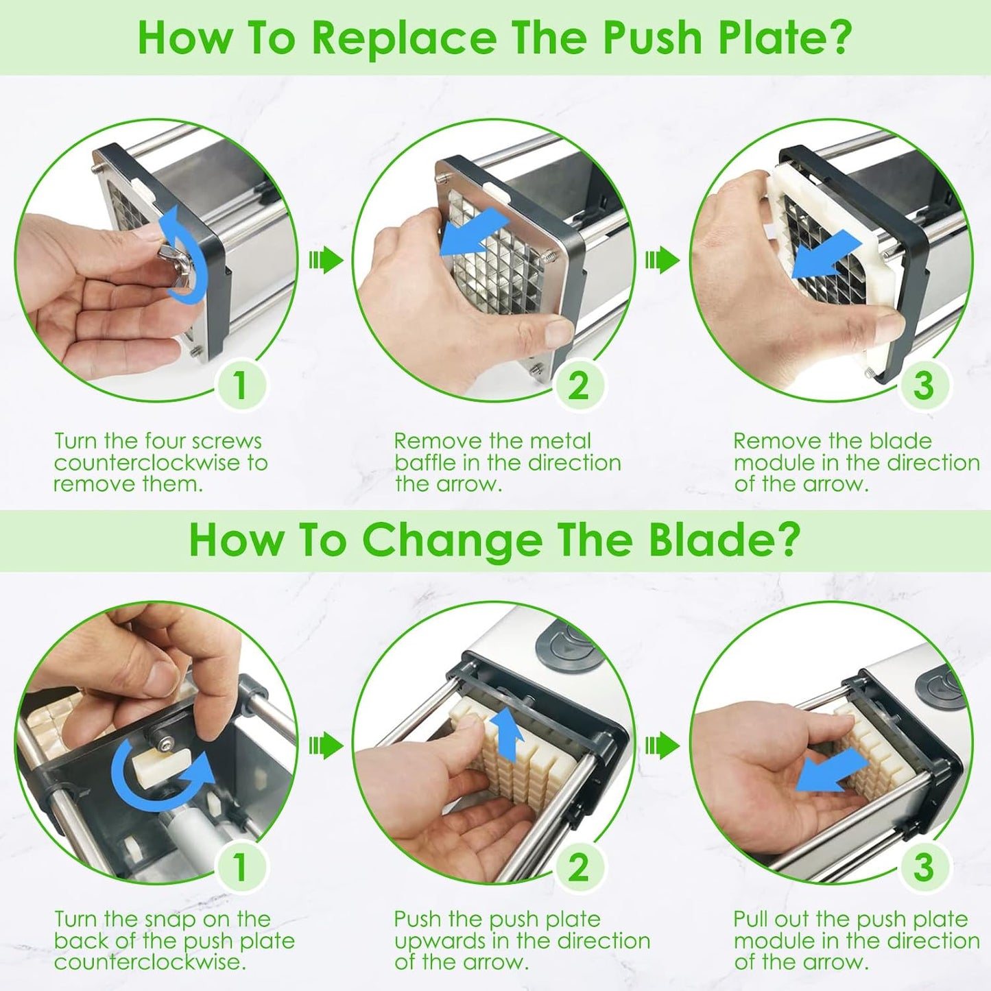 Electric French Fry Cutter,French Fry Cutter Stainless Steel with 1/2 & 3/8 Inch Blade,Commercial and Household Electric Fry Cutter,Potato Slicer,Use for Potatoes,Onion,Cucumbers,Apples