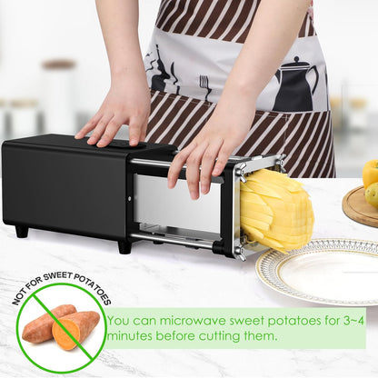 Electric French Fry Cutter,French Fry Cutter Stainless Steel with 1/2 & 3/8 Inch Blade,Commercial and Household Electric Fry Cutter,Potato Slicer,Use for Potatoes,Onion,Cucumbers,Apples