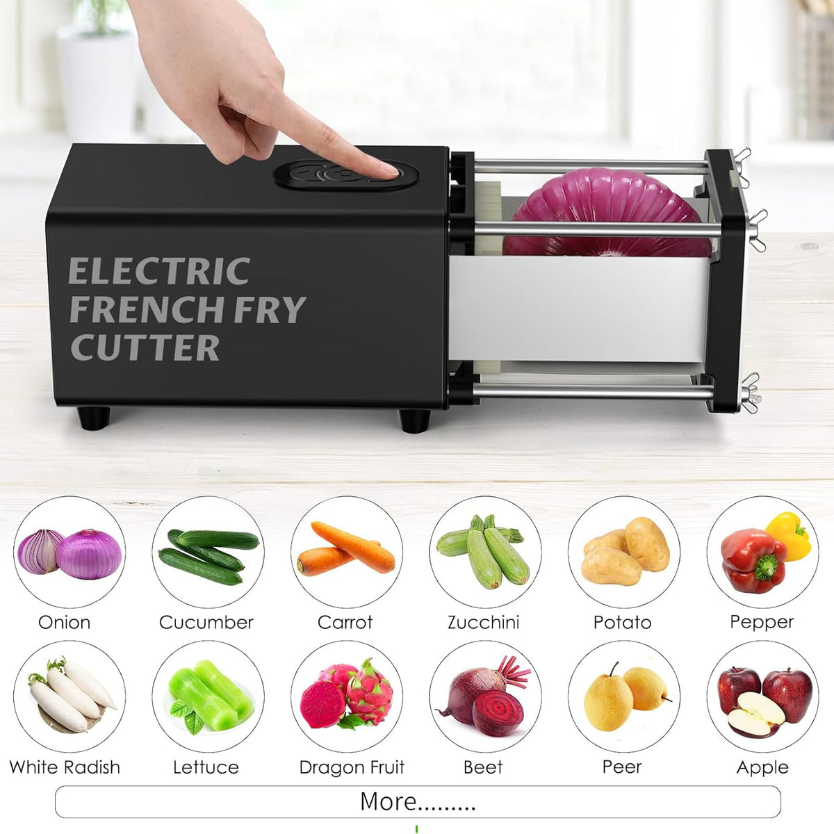 Electric French Fry Cutter,French Fry Cutter Stainless Steel with 1/2 & 3/8 Inch Blade,Commercial and Household Electric Fry Cutter,Potato Slicer,Use for Potatoes,Onion,Cucumbers,Apples