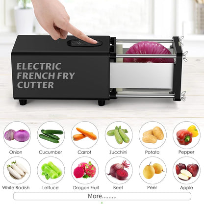 Electric French Fry Cutter,French Fry Cutter Stainless Steel with 1/2 & 3/8 Inch Blade,Commercial and Household Electric Fry Cutter,Potato Slicer,Use for Potatoes,Onion,Cucumbers,Apples