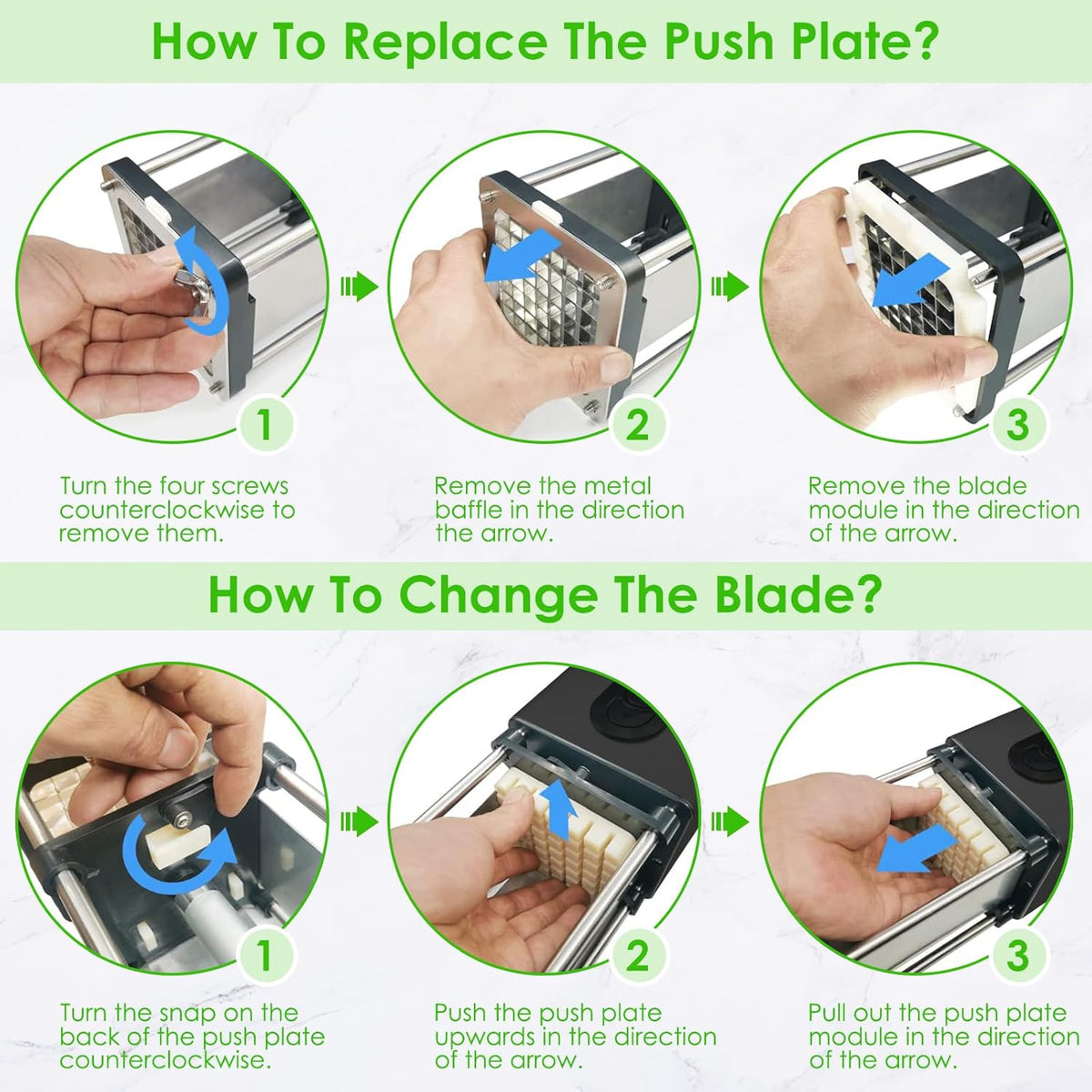 Electric French Fry Cutter,French Fry Cutter Stainless Steel with 1/2 & 3/8 Inch Blade,Commercial and Household Electric Fry Cutter,Potato Slicer,Use for Potatoes,Onion,Cucumbers,Apples