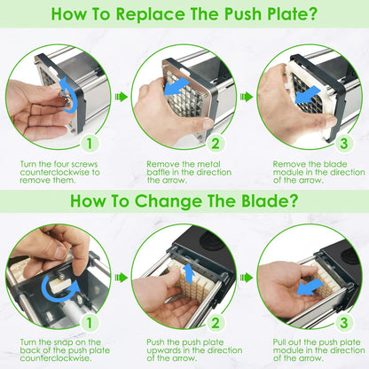 Electric French Fry Cutter,French Fry Cutter Stainless Steel with 1/2 & 3/8 Inch Blade,Commercial and Household Electric Fry Cutter,Potato Slicer,Use for Potatoes,Onion,Cucumbers,Apples