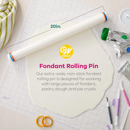 Large Fondant Rolling Pin with Guide Rings, Tiered Cakes, 20 in.
