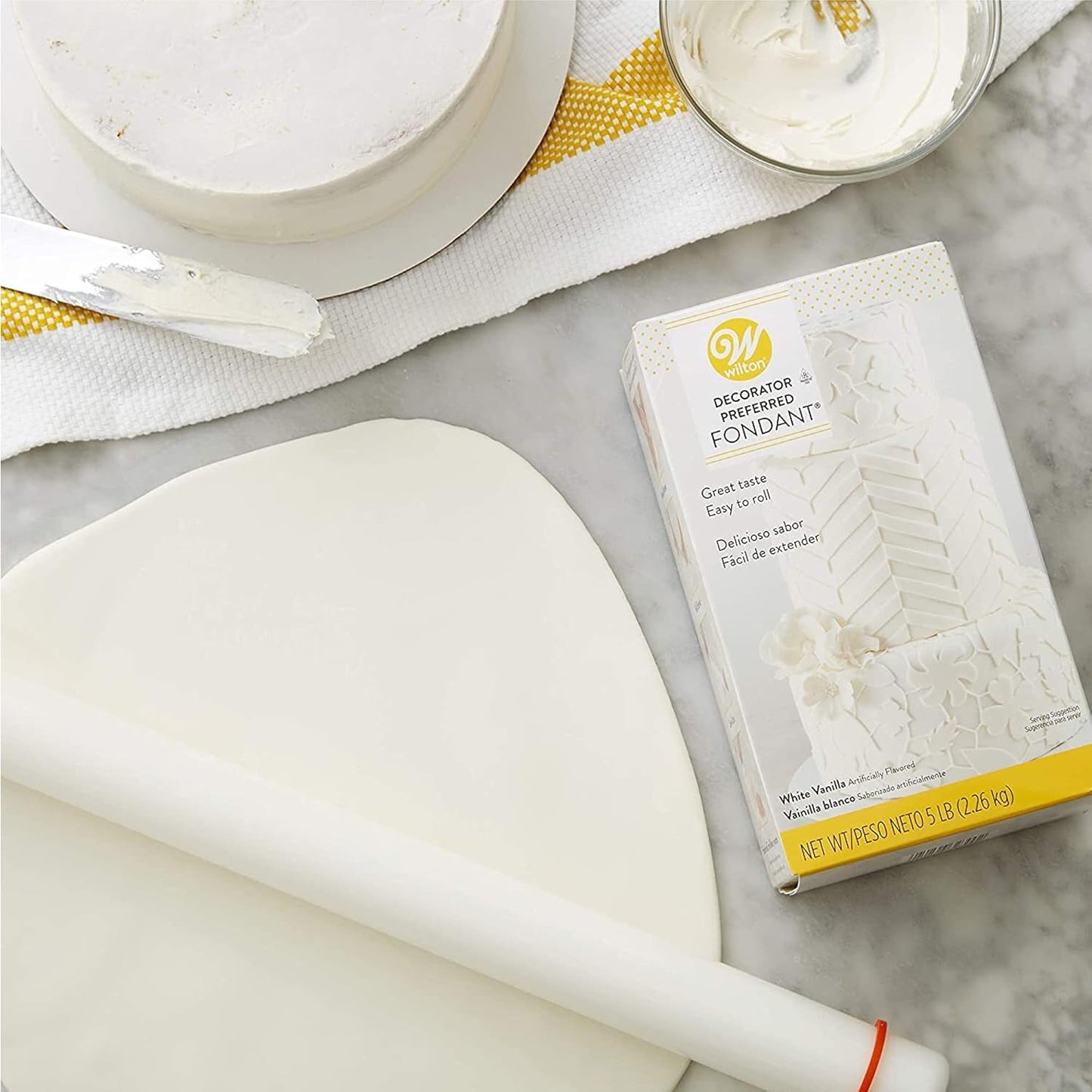 Large Fondant Rolling Pin with Guide Rings, Tiered Cakes, 20 in.
