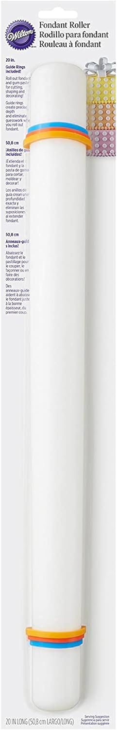 Large Fondant Rolling Pin with Guide Rings, Tiered Cakes, 20 in.