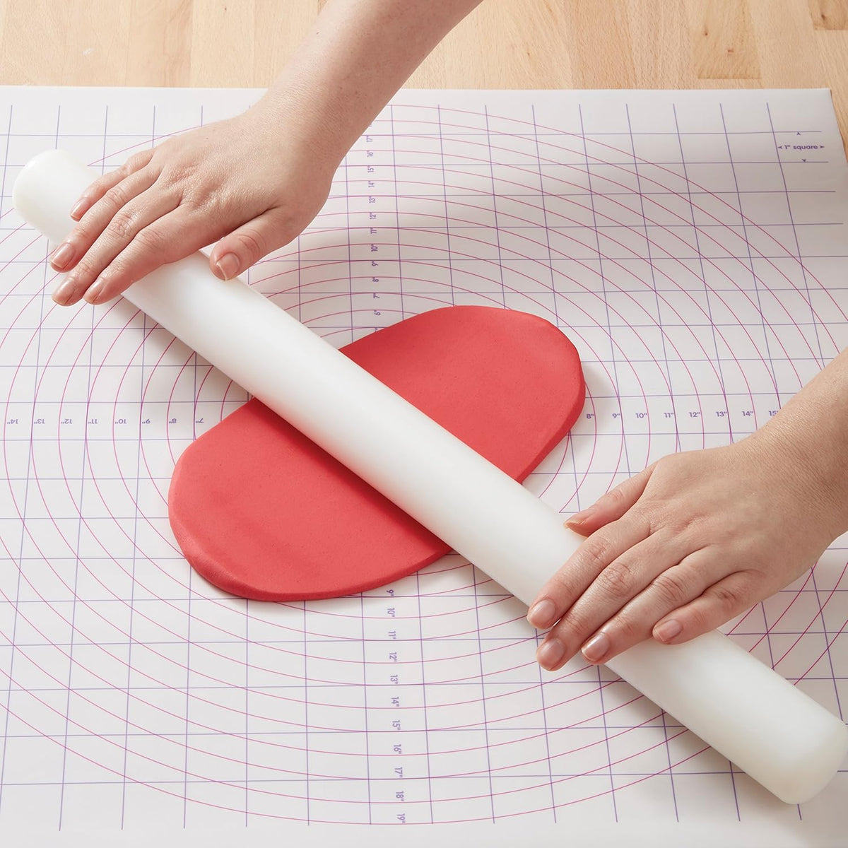 Large Fondant Rolling Pin with Guide Rings, Tiered Cakes, 20 in.