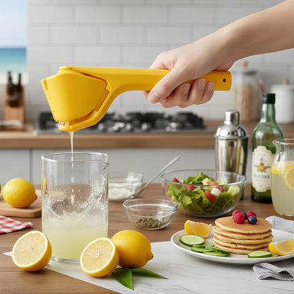 Lemon Squeezer Juicer Handheld, Max Juice Extraction Lemon Press Squeezer, Effortless Hand Citrus Squeezer With Built-In Strainer, Use For Lemon&Lime&Fruits&Orange&Cirtus Yellow